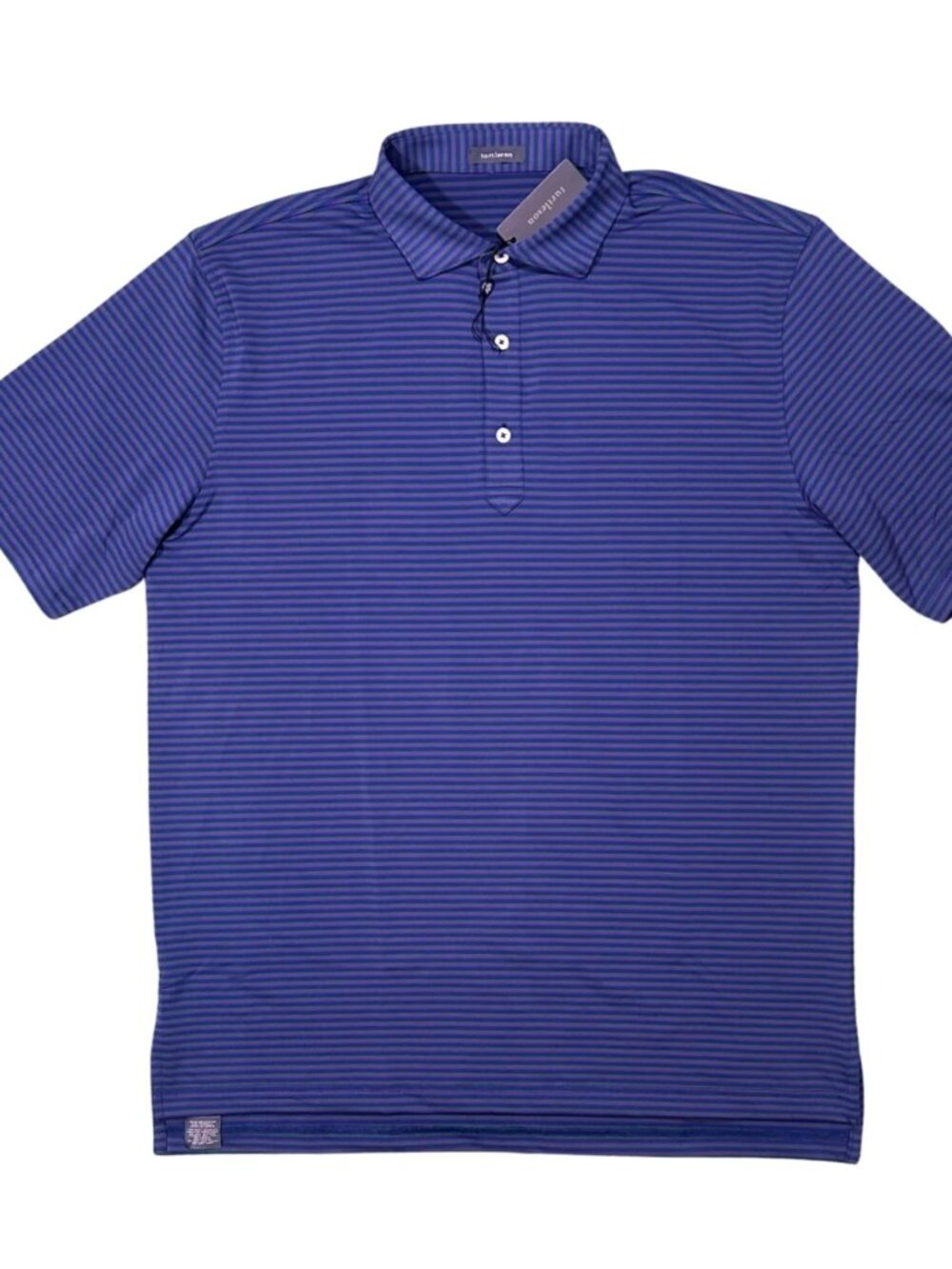 Turtleson Navy / Evergreen Clark Stripe Performance Polo Blue Green Golf Shirt